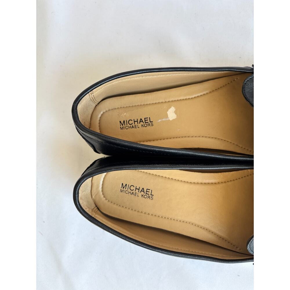 Michael Kors MK black leather slip-on flat loafer shoes, size 7M - Picture 5 of 8